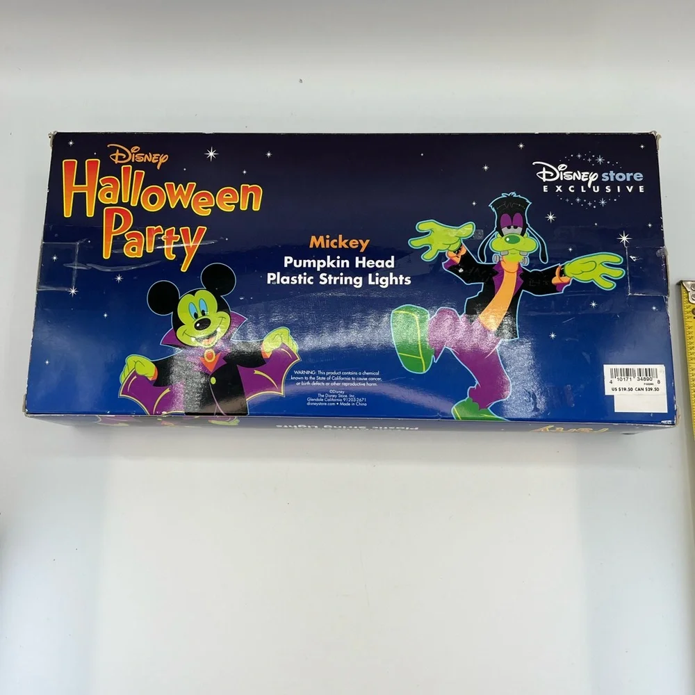 Disney Orange Halloween Mickey Mouse Pumpkin Head String Light Christmas Holiday
